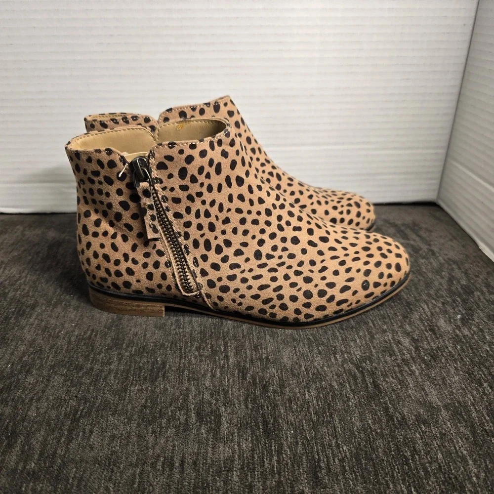 Girls' Opal Leopard Print Zipper Booties Brown - Cat & Jack - SIZE 4